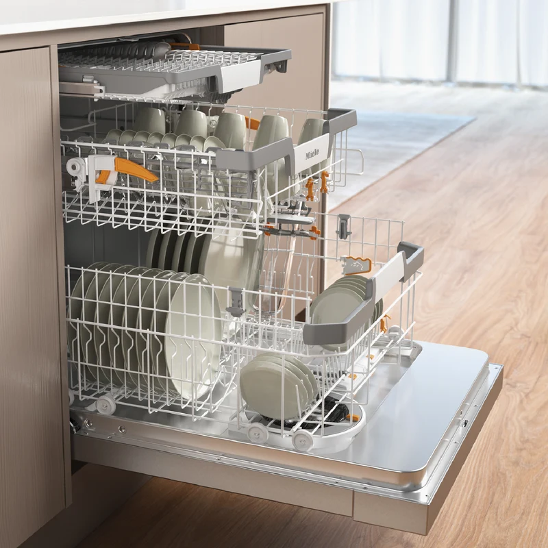 Miele 60cm Built-Under Dishwasher with AutoOpen Drying and Automatic Dispensing PowerDisk CleanSteel