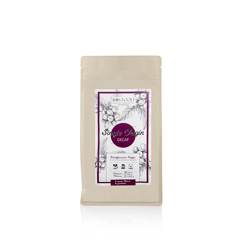 BOS FOOD - Single Origin Kaffee - Decaf, entkoffeiniert, ganze Bohne, 250 g