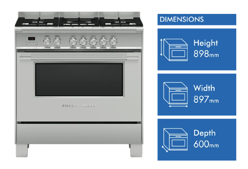 Fisher & Paykel 90cm Series 7 Classic 5 Burner Dual Fuel Cooker