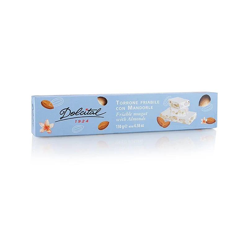 Italienische Torrone - Mandelstücke, fester Riegel, 130 g