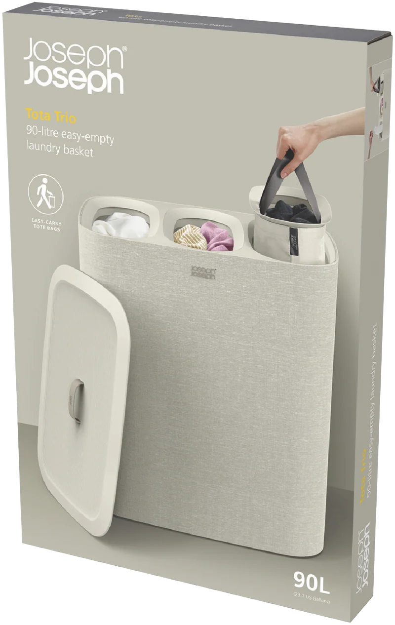 Joseph Joseph Tota Trio 90 Litre Laundry Separation Basket Ecru