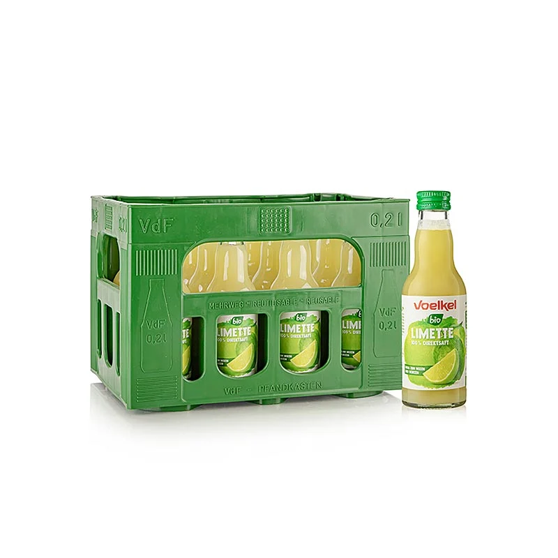 Voelkel - Limettensaft, 100 % Direktsaft, ungezuckert, BIO, 2,4 l, 12 x 200ml