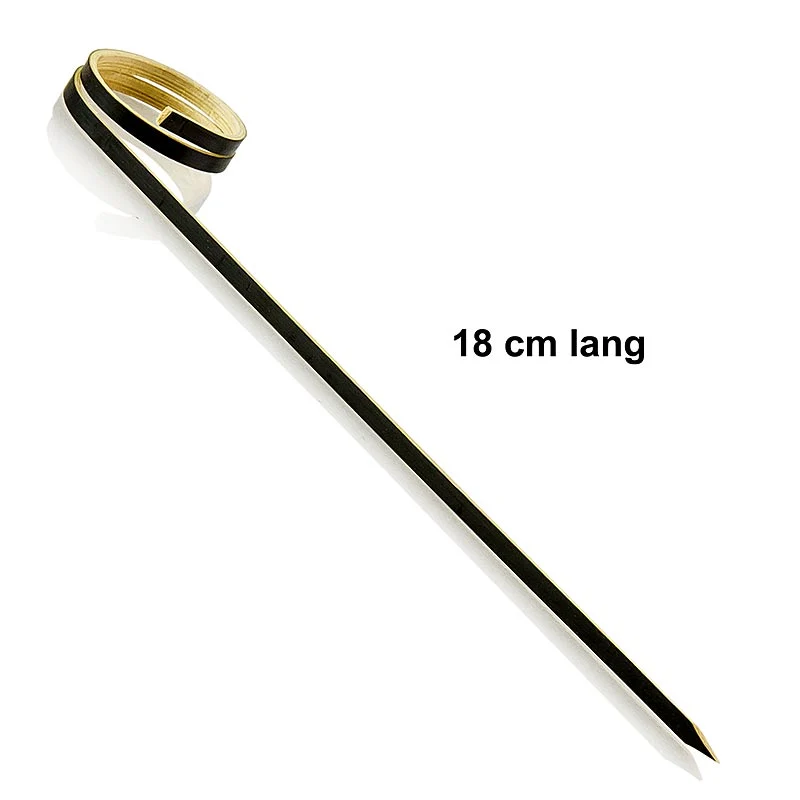 Bambus-Spieße, mit Loop (Ringende), schwarz, 18cm, 100 St