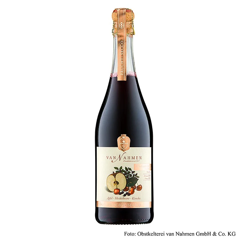 Van Nahmen Apfel-Heidelbeere-Kirsche Fruchtsecco, alkoholfrei, 750 ml