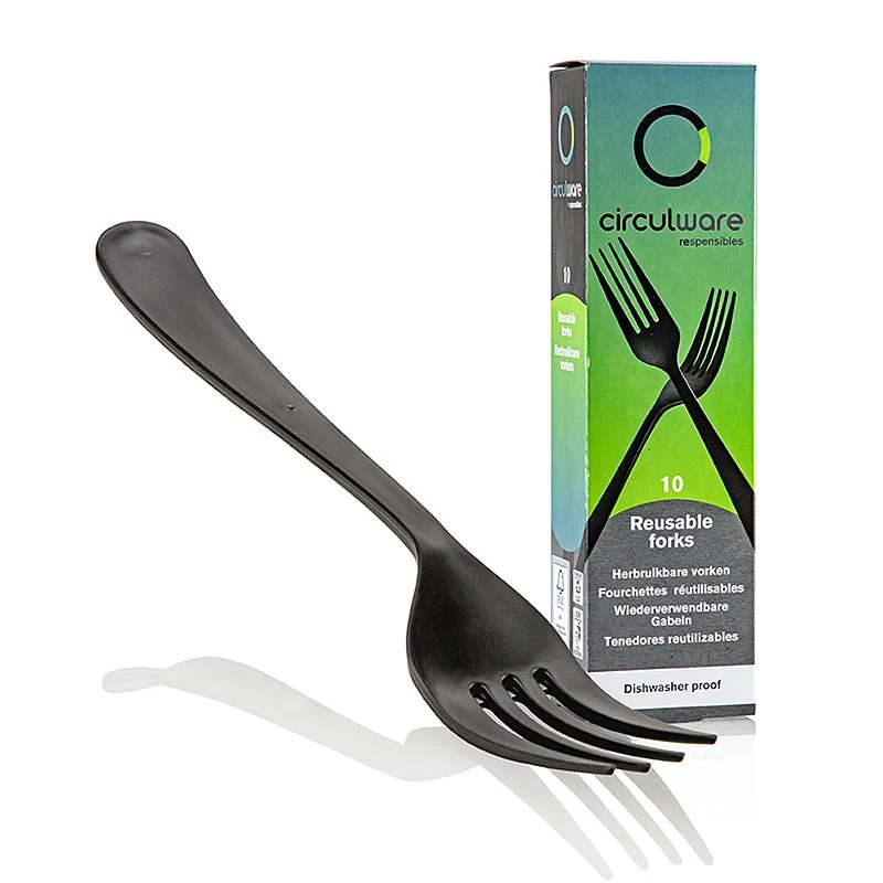 Haval Circulware, Mehrweg-Gabel, 19cm, schwarz, extra stabil, PP-MF, 10 St