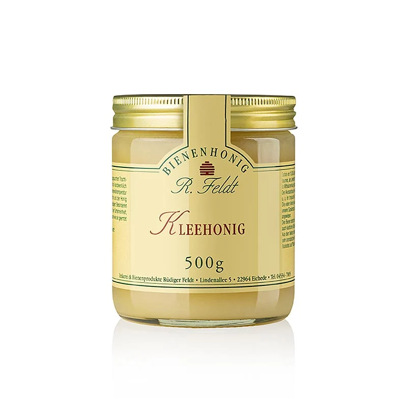 Imkerei Feldt - Klee-Honig, weiß, streichzart, lieblich-mild, feines Zimtaroma, 500 g