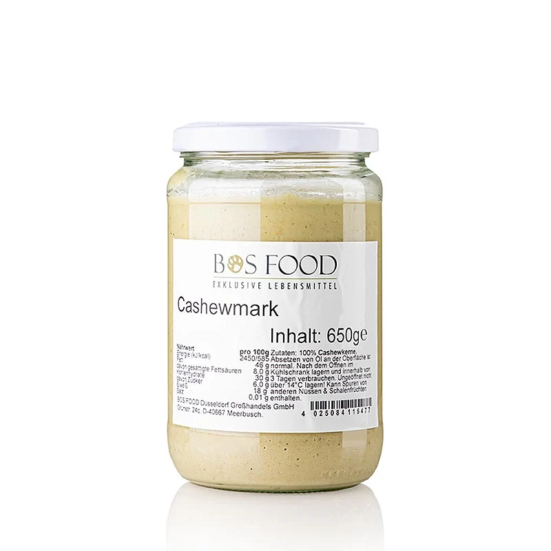BOS FOOD Cashewkerne Mark/Paste, 650g., 650 g