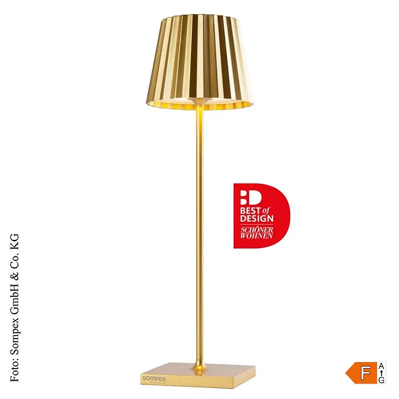 Tischleuchte "TROLL 2.0- Outdoor", mit Akku, 38x10x10cm, Alu, gold (78187), 1 St