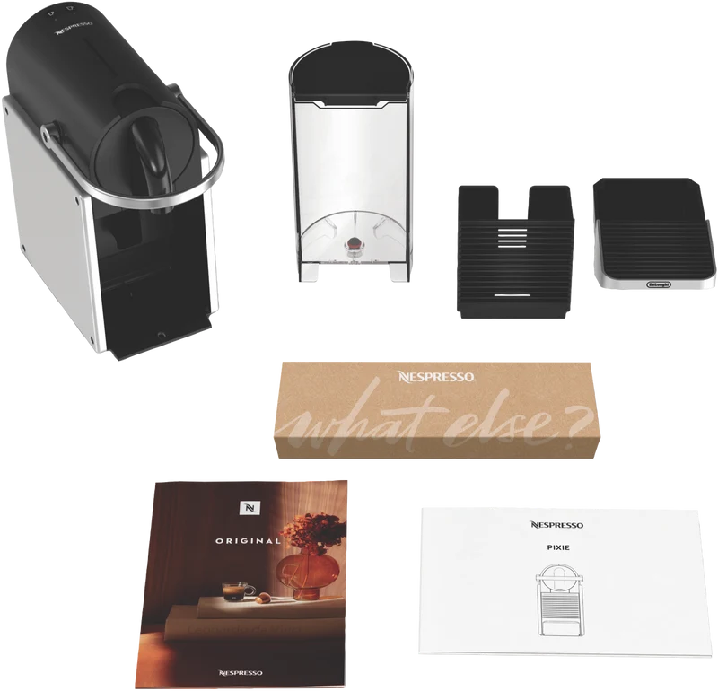 Nespresso Pixie Capsule Coffee Machine Silver & Aeroccino 3