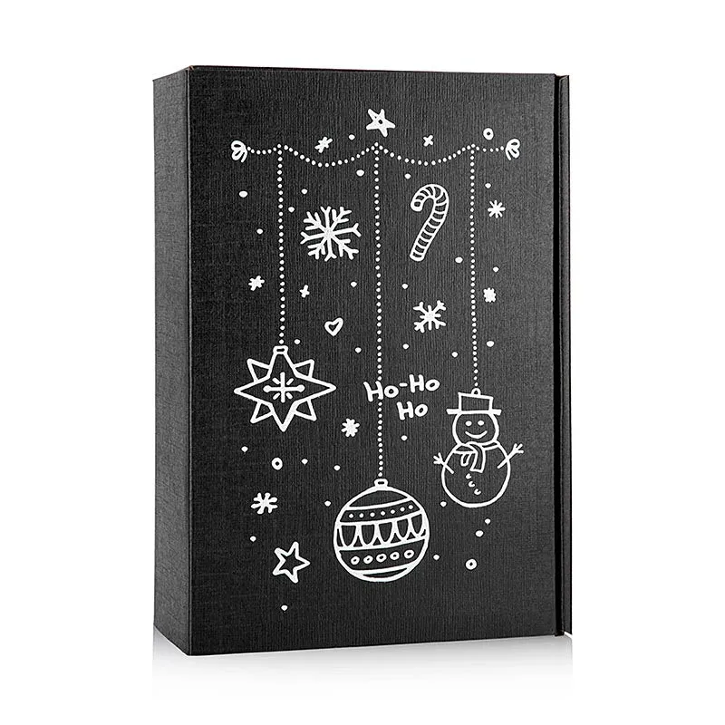 Weinpräsentkarton "Seta Schwarz X-Mas", 3er Präsentkarton, 360x250x90mm, 1 St