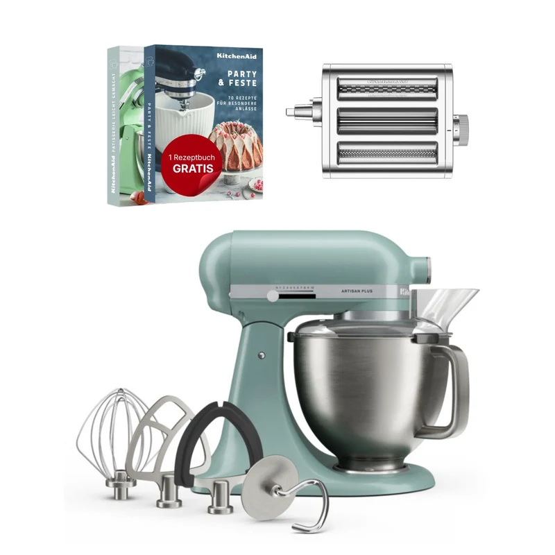 KitchenAid 4,7 L 5KSM50 Artisan Plus Küchenmaschine Pastalover mit 3-in-1 Nudelvorsatz