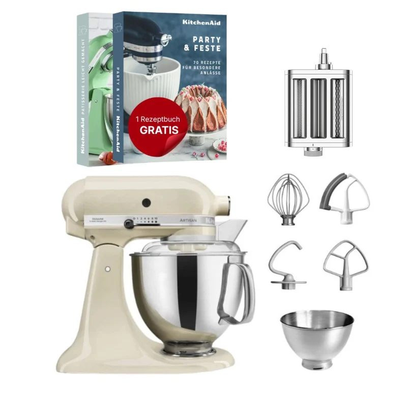 KitchenAid 4,8 L 5KSM175 Artisan Küchenmaschine Pastalover mit 3-in-1 Nudelvorsatz