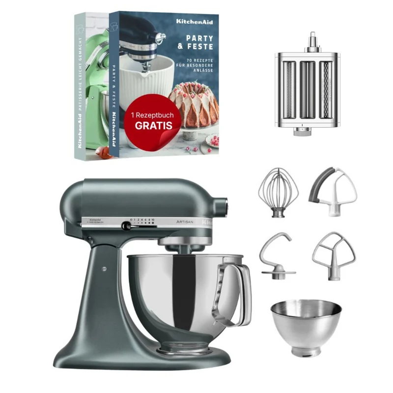 KitchenAid 4,8 L 5KSM175 Artisan Küchenmaschine Pastalover mit 3-in-1 Nudelvorsatz