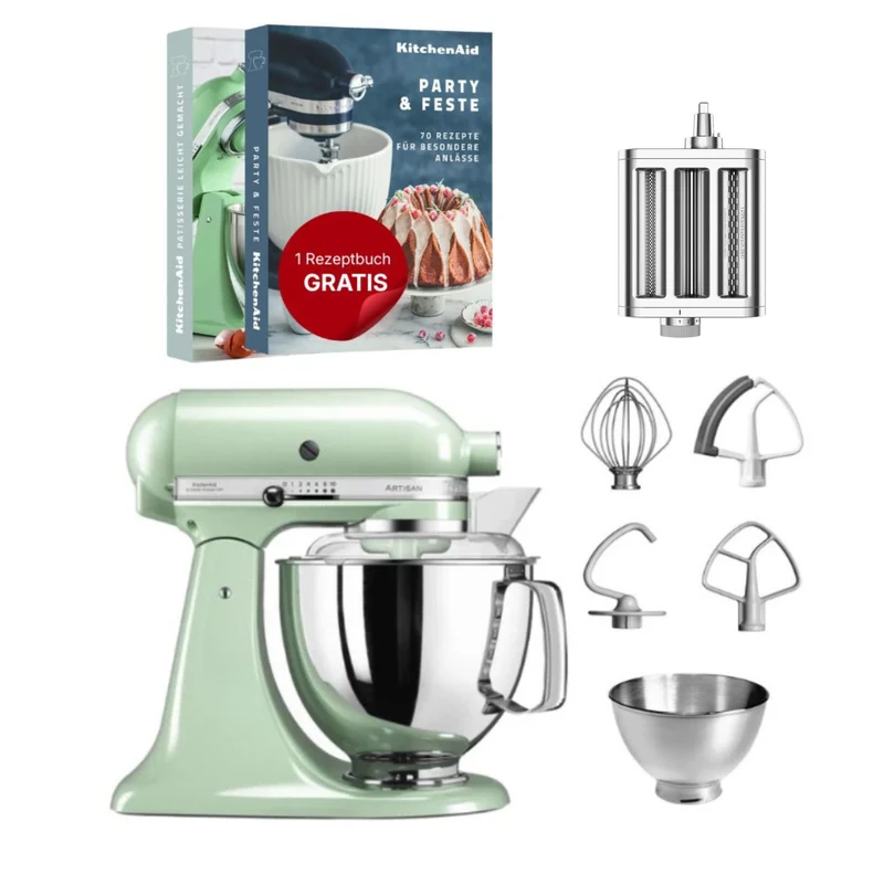 KitchenAid 4,8 L 5KSM175 Artisan Küchenmaschine Pastalover mit 3-in-1 Nudelvorsatz