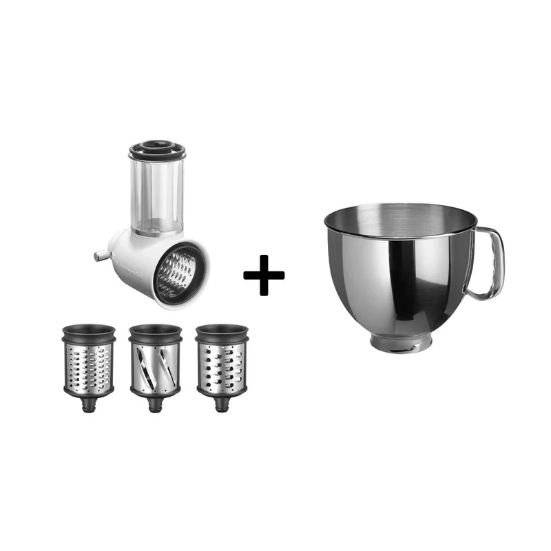 KitchenAid Set Edelstahlschüssel 5K5THSBP + Gemüseschneider 5KSMVSA