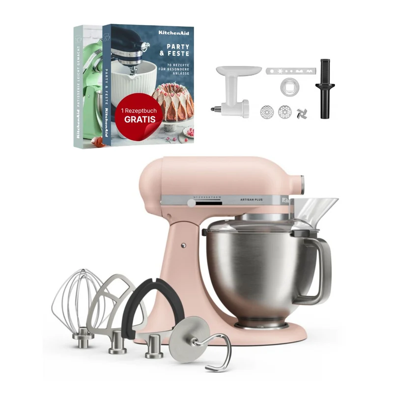 KitchenAid 4,7 L 5KSM50 Artisan Plus Küchenmaschine Cookielover mit Fleischwolf + Spritzgebäckvorsatz