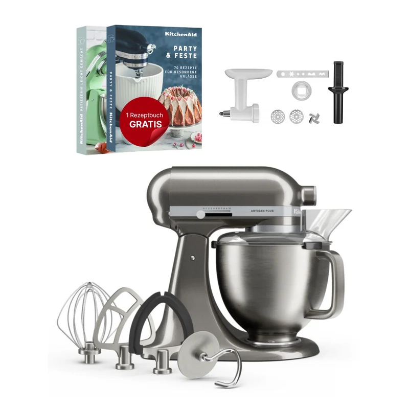 KitchenAid 4,7 L 5KSM50 Artisan Plus Küchenmaschine Cookielover mit Fleischwolf + Spritzgebäckvorsatz