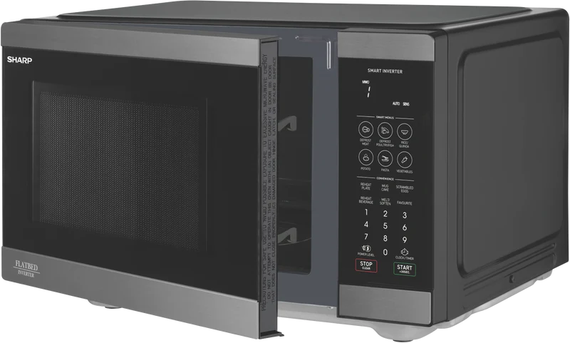 Sharp 26L 900W Flatbed Inverter Microwave Black Stainless Steel