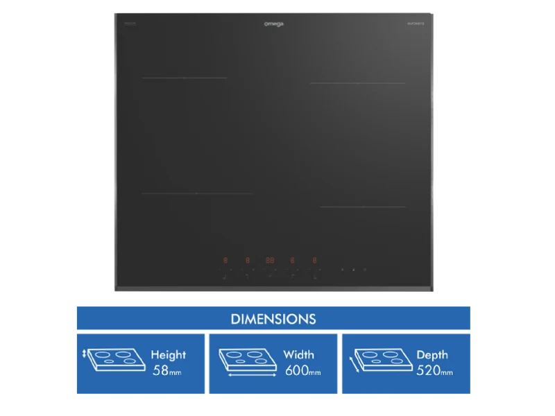 Omega 60cm Induction Cooktop, 10 Amp Power Phasing