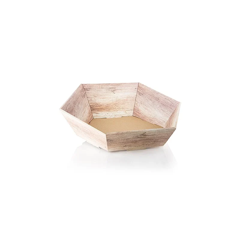 Präsentkorb, 6-eckig, "Wood", -klein-, 290x270x60/105, 1 St