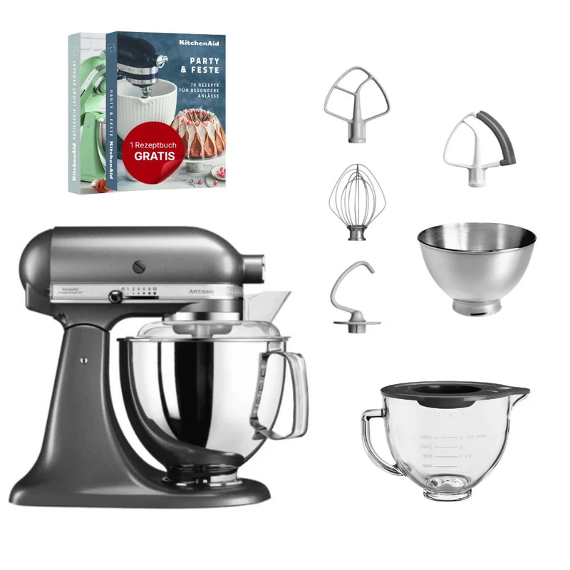 KitchenAid 4,8 L 5KSM175 Artisan Küchenmaschine Glasset mit Glasschüssel