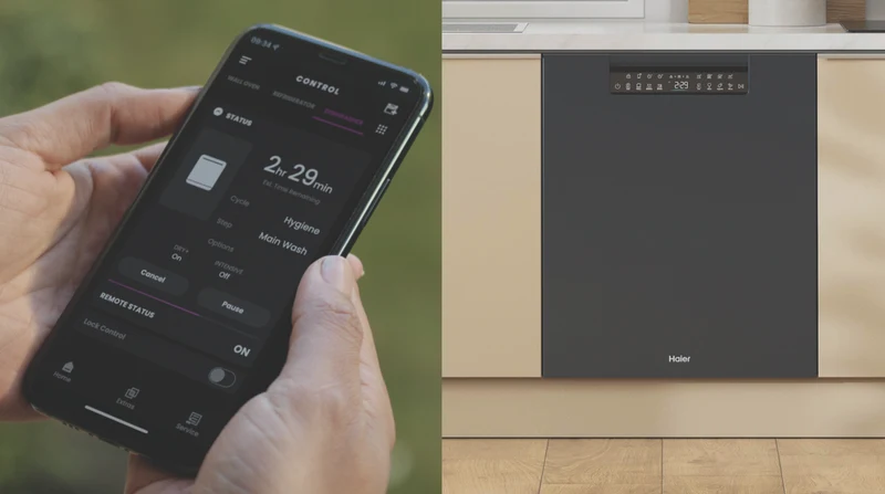 Haier 600 Series Built Under Dishwasher, Steam, Black