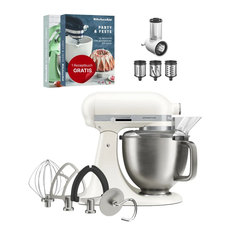 KitchenAid 4,7 L 5KSM50 Artisan Plus Küchenmaschine Beginnerset mit Gemüseschneider