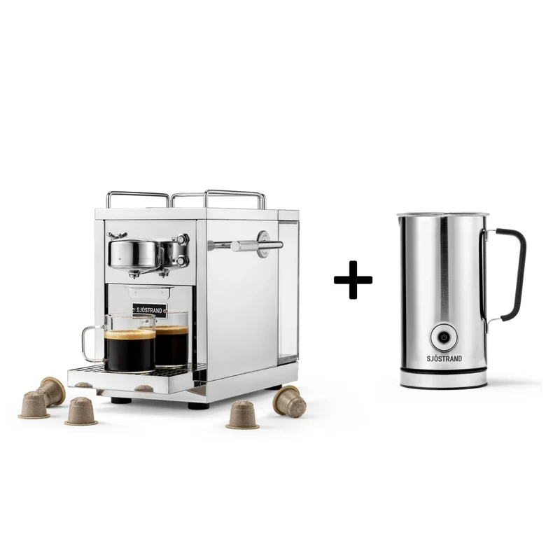 Sjöstrand Set Kapsel-Kaffeemaschine + Milchaufschäumer