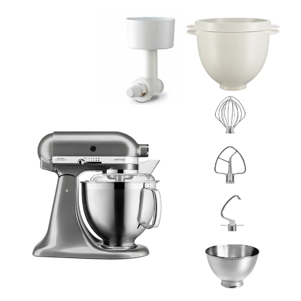 KitchenAid 4,8 L 5KSM185 Artisan Küchenmaschine Breadlover Messerschmidt Getreidemühlenvorsatz, Brotbackschüssel