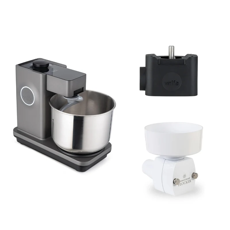 Wilfa Küchenmaschine Probaker Timer KM2GY-T70 grau+ Tool Adapter + Messerschmidt Flockervorsatz