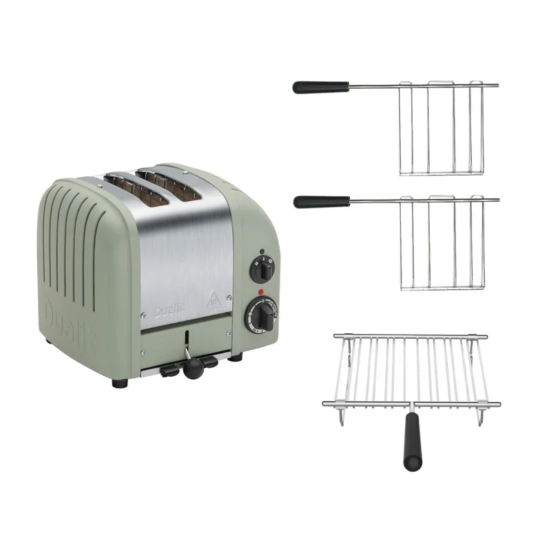 Dualit Toaster Paket 3, 2er Toaster mit zwei Sandwichzangen und Brötchenaufsatz
