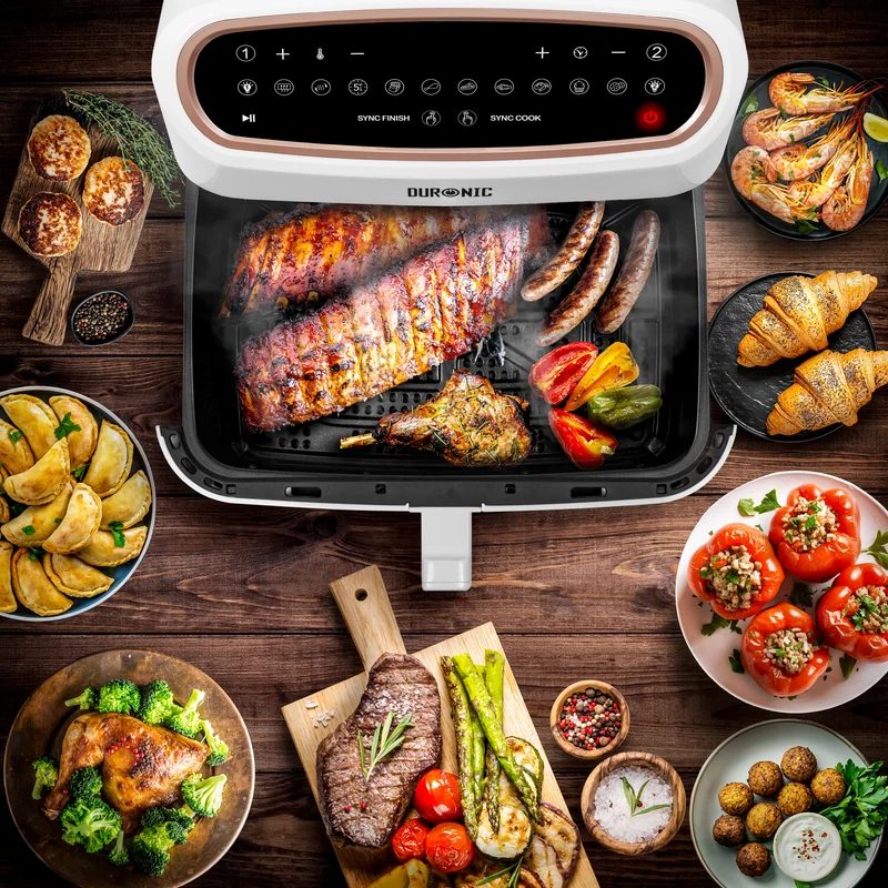 (LARGE DRAWER ONLY) Duronic Large Drawer AFD1 WE 2024 VERSION ONWARDS, 10L Drawer Specifically for the Duronic AF24 Air Fryer, One Big Sync Cook Cooking Tray for Dual Zone Air Fryer White