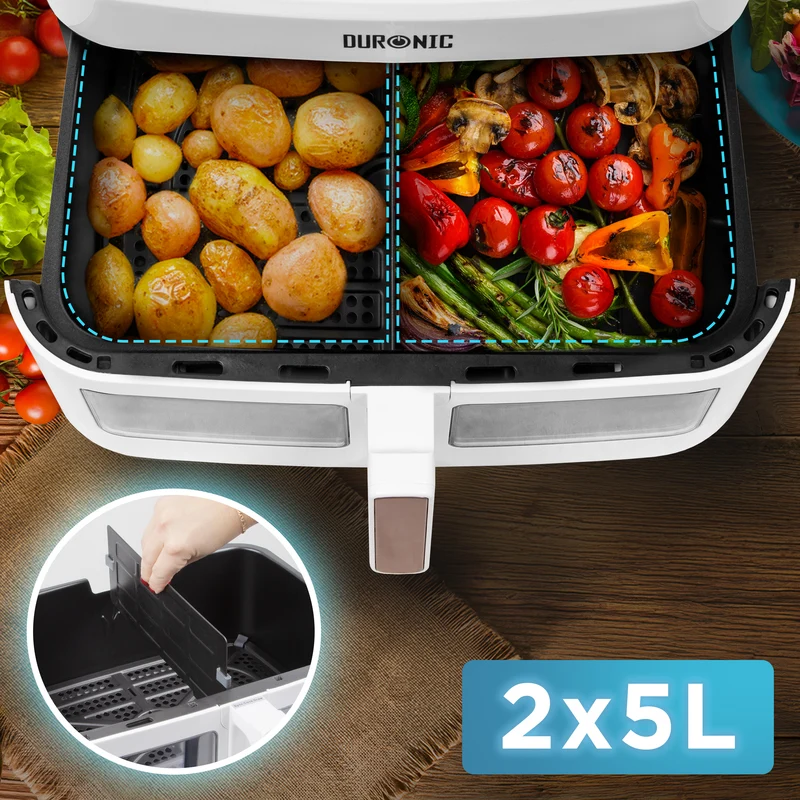 (LARGE DRAWER ONLY) Duronic Large Drawer AFD1 WE 2024 VERSION ONWARDS, 10L Drawer Specifically for the Duronic AF24 Air Fryer, One Big Sync Cook Cooking Tray for Dual Zone Air Fryer White