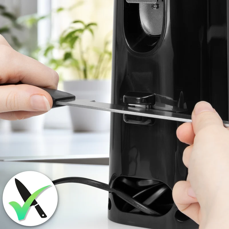 Duronic Electric Can Opener CO40 BK Automatic Tin Openers with Knife Sharpener & Bottle Opener 50W Magnetic Electrical Can Openers One Touch Tin Opener for Arthritis Elderly Seniors BLACK