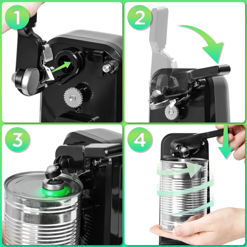 Duronic Electric Can Opener CO40 BK Automatic Tin Openers with Knife Sharpener & Bottle Opener 50W Magnetic Electrical Can Openers One Touch Tin Opener for Arthritis Elderly Seniors BLACK