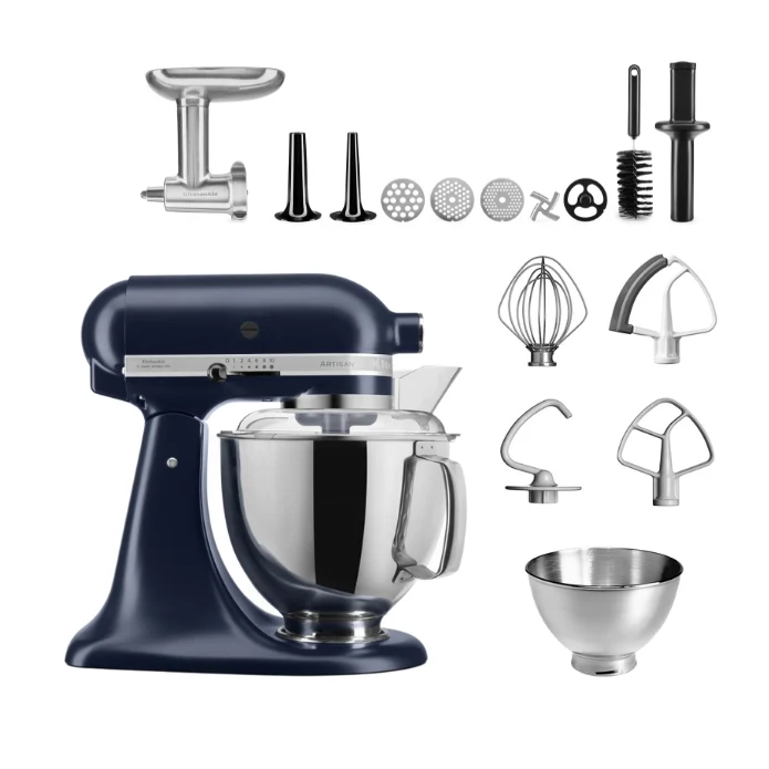 KitchenAid 4,8 L 5KSM175 Artisan Küchenmaschine Meatlover mit Ganzmetall- Fleischwolf und Spritzgebäckvorsatz