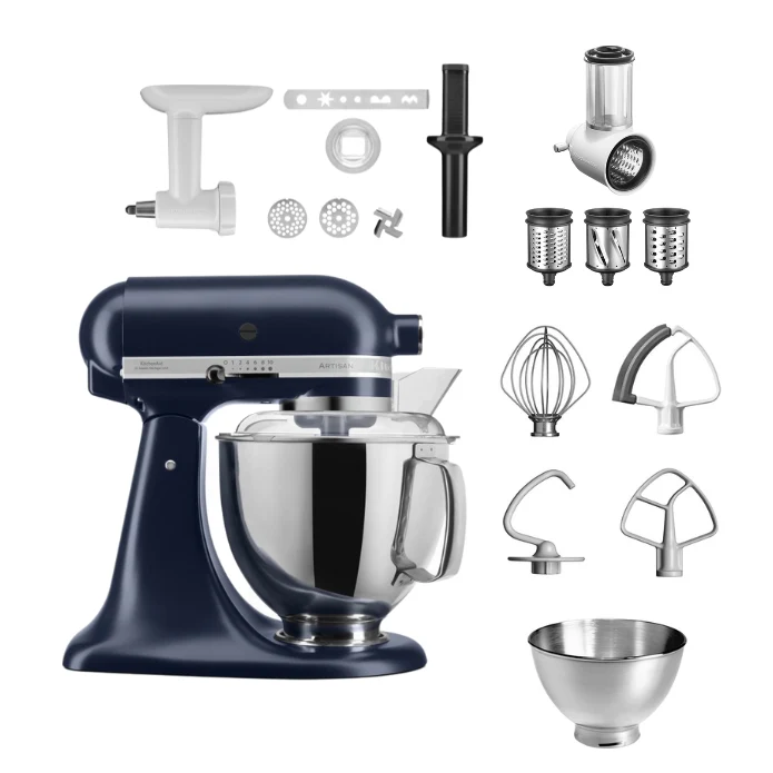 KitchenAid 4,8 L 5KSM175 Artisan Küchenmaschine Allrounderset mit Gemüseschneider+Fleischwolf+Spritzgebäckvorsatz