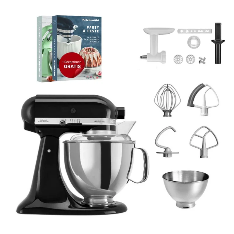 KitchenAid 4,8 L 5KSM175 Artisan Küchenmaschine Cookielover mit Fleischwolf+Spritzgebäckvorsatz