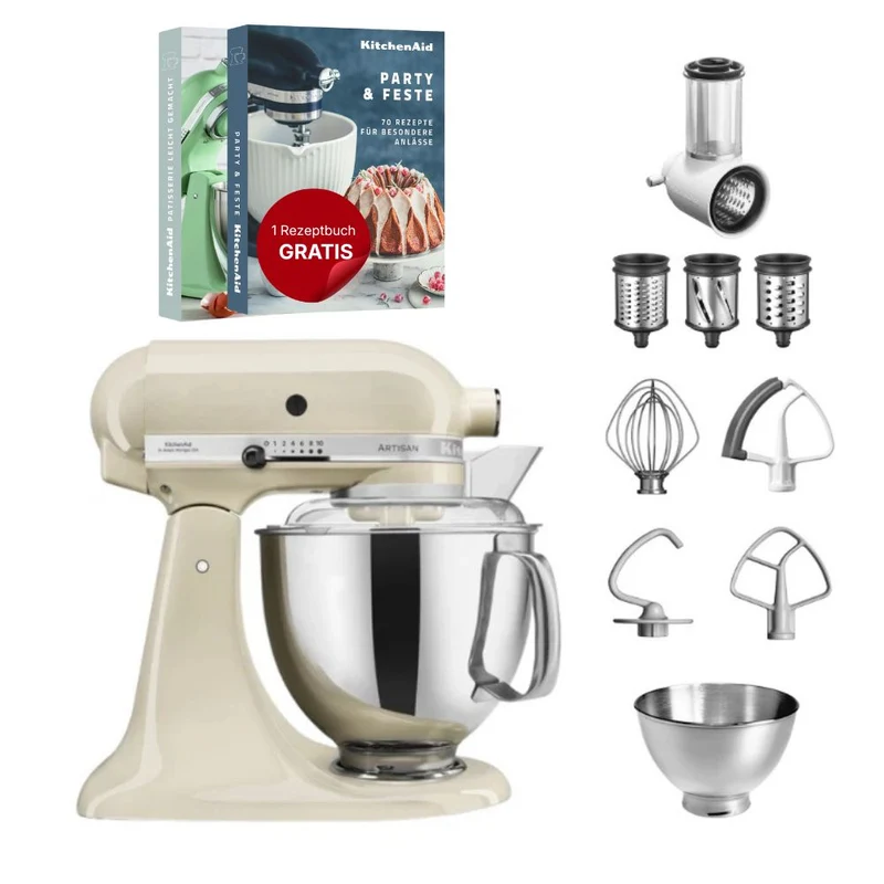 KitchenAid 4,8 L 5KSM175 Artisan Küchenmaschine Beginnerset mit Gemüseschneider