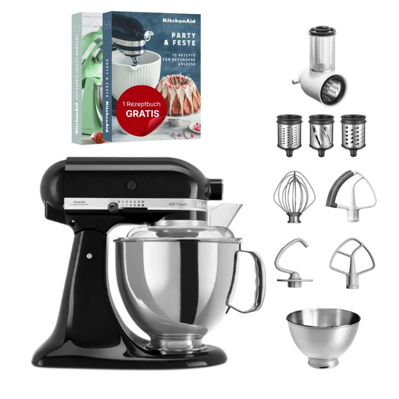 KitchenAid 4,8 L 5KSM175 Artisan Küchenmaschine Beginnerset mit Gemüseschneider