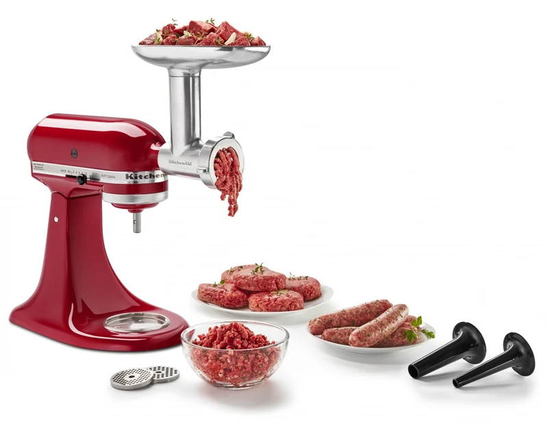 KitchenAid Metallfleischwolf Set mit Westmark Spritzgebäckvorsatz + 5KSMMGA Gr. 8