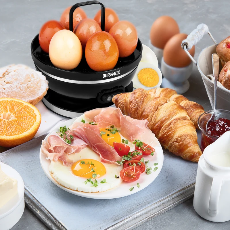 Duronic Electric Egg Boiler EB27 BK Steamer for Eggs 400W Automatic Egg Boiler Electronic Omelette Maker Poacher for 7 Soft, Medium & Hard Boiled Eggs