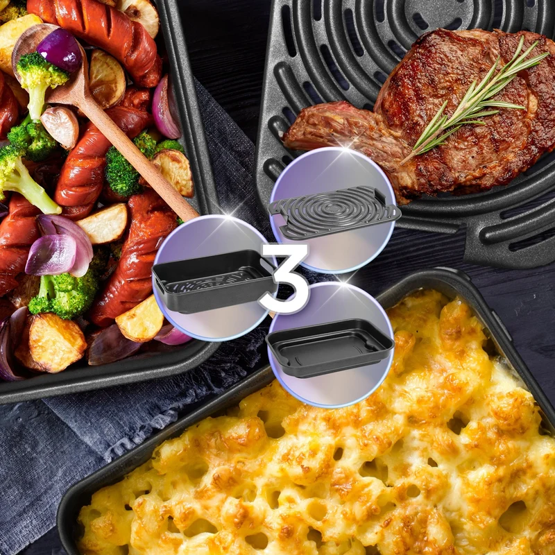 Duronic FG19 Compact Air Fryer Grill, 3L Digital Air Fryer & Health Grill, 1900W 6-in-1 Touchscreen with Air Fry, Grill, Bake, Roast, Reheat & Defrost, for Indoor BBQ, Oil-Free Cooking