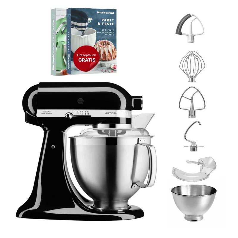KitchenAid 4,8 L 5KSM185 Artisan Küchenmaschine Flexiset Artisan + Flexirührer