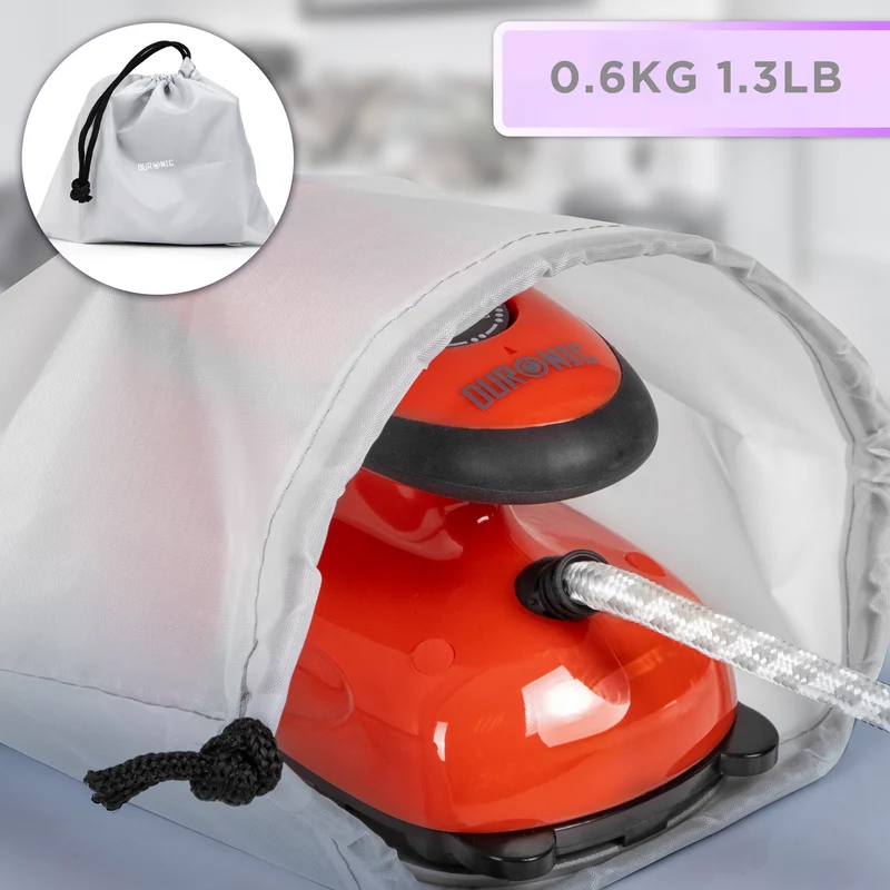 Duronic Travel Iron SI2 RD 375W Mini Irons with Variable Temperature Portable 50ml Red Steam Iron For Holiday Quilting Crafts Compact Design for Travelling
