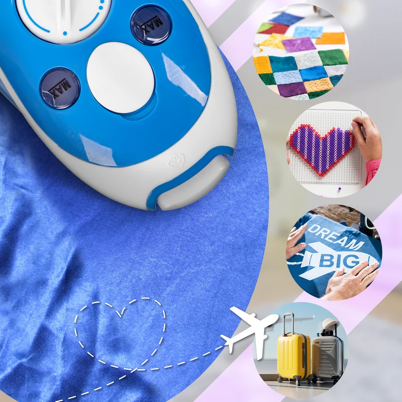 Duronic Travel Iron SI2 BE 375W Mini Irons with Variable Temperature Portable 50ml Blue Steam Iron For Holiday Quilting Crafts Compact Design for Travelling