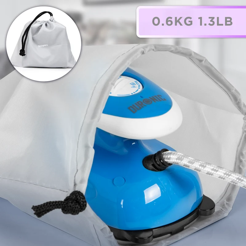 Duronic Travel Iron SI2 BE 375W Mini Irons with Variable Temperature Portable 50ml Blue Steam Iron For Holiday Quilting Crafts Compact Design for Travelling