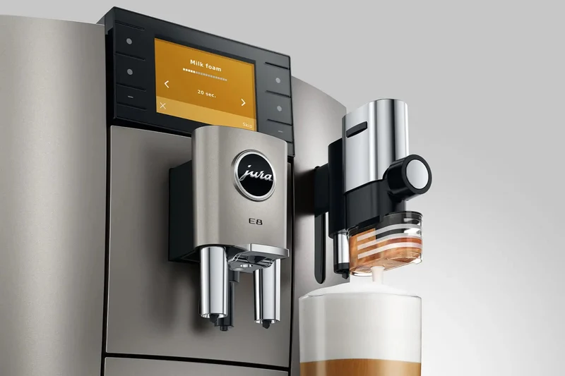 JURA E8 (ED) Kaffeevollautomat – 27 Spezialitäten, 3,5" Touchscreen, P.E.P.® | Inkl. 7 Jahre Garantie