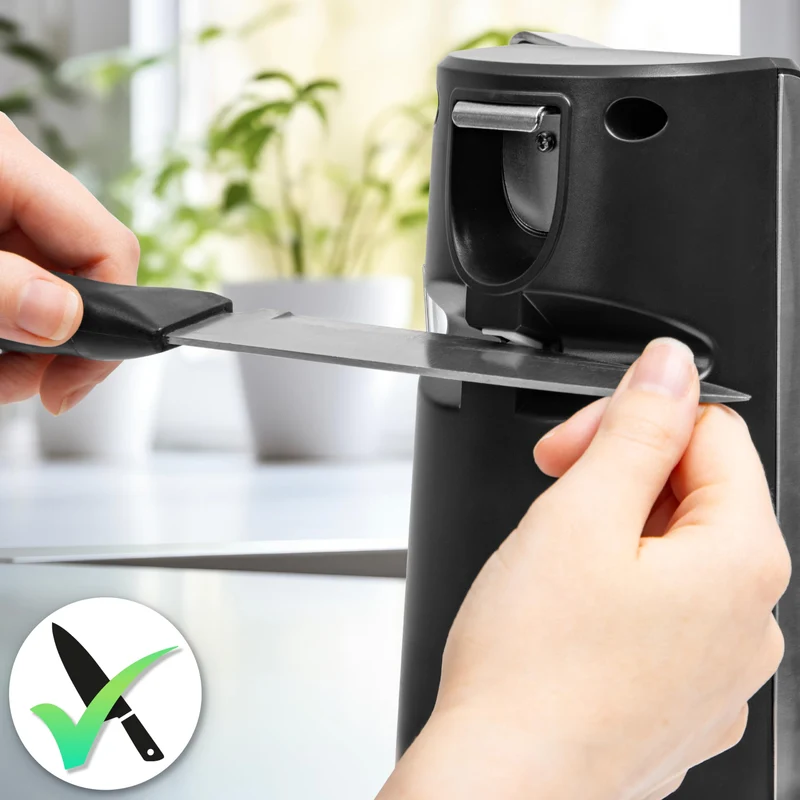 Duronic Electric Tin Can Opener CO60, Automatic, Hands Free, Magnetic Lid Holder, Stainless Steel, Tin Opener, Knife Sharpener and Beer Bottle Opener for Kitchen, Individuals with Arthritis, Elderly