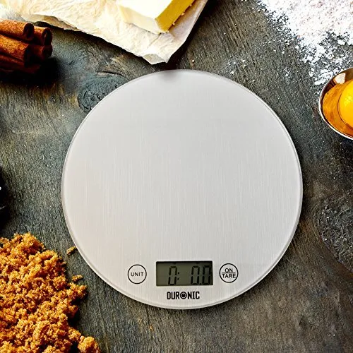 Duronic Digital Kitchen Scales KS1055 Electronic Kitchen Scale Measuring Weighing Scale Baking Scale for Cooking Baking Postal Mail Pet Food Measurement Baker Weight Scale, with Tare Clear LCD Display